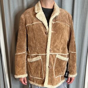 Men's Brown Leather Shearling Jacket